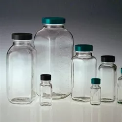 1 oz Clear Glass French Squares, 24-400 Phenolic Pulp/Vinyl Lined Caps, case/48