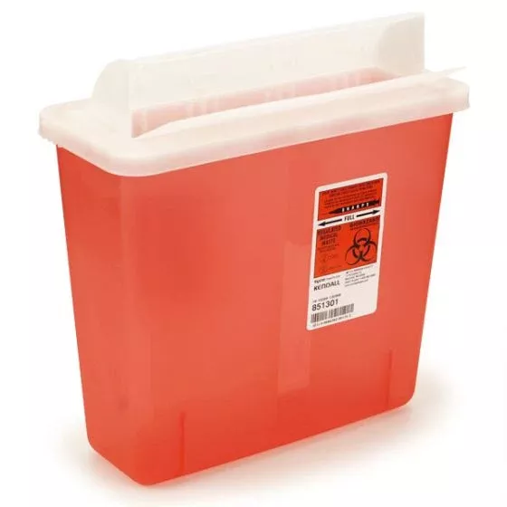 5 qt. Sage Biohazard Container (Fits Wall Mount) - Sage.5.Red