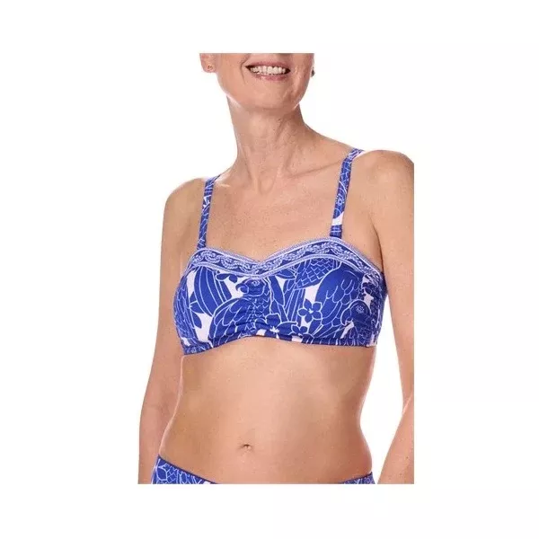 Amoena Azores Non-Wired Bandeau Bikini Top Royal Blue/White