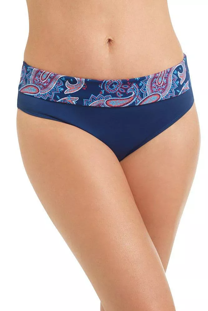 Amoena Be Attractive High Waist Swim Brief Bottom- Hearty Blue/Paisley Kiss