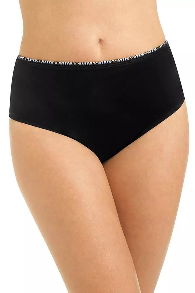 Amoena Be Elegant High Waist Swim Brief Bottom - Black/White Hugs/Gold