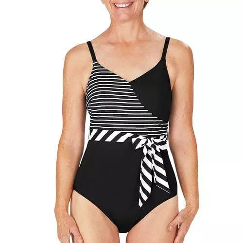Amoena Infinity Pool One-Piece Swimsuit - Black/White
