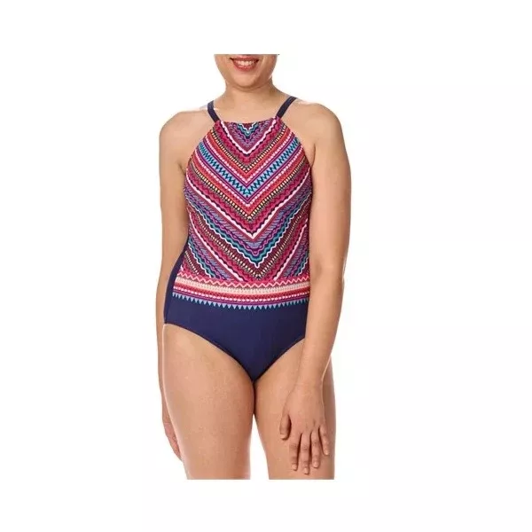 Amoena Thassos One-Piece High-Neckline Swimsuit Navy/Multi