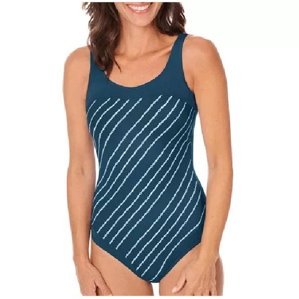 Amoena Timeless Chic One Piece Swimsuit Dark Teal/White