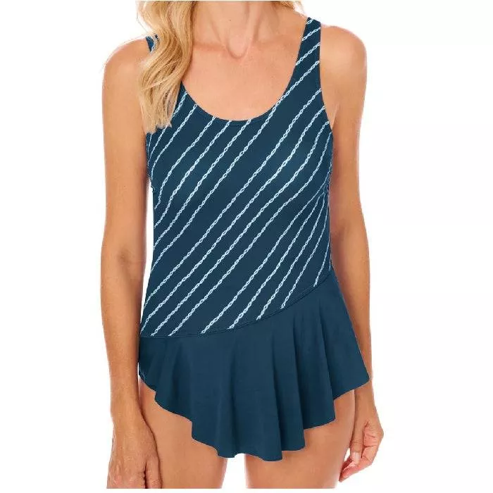 Amoena Timeless Chic Sarong Swimsuit Dark Teal/White