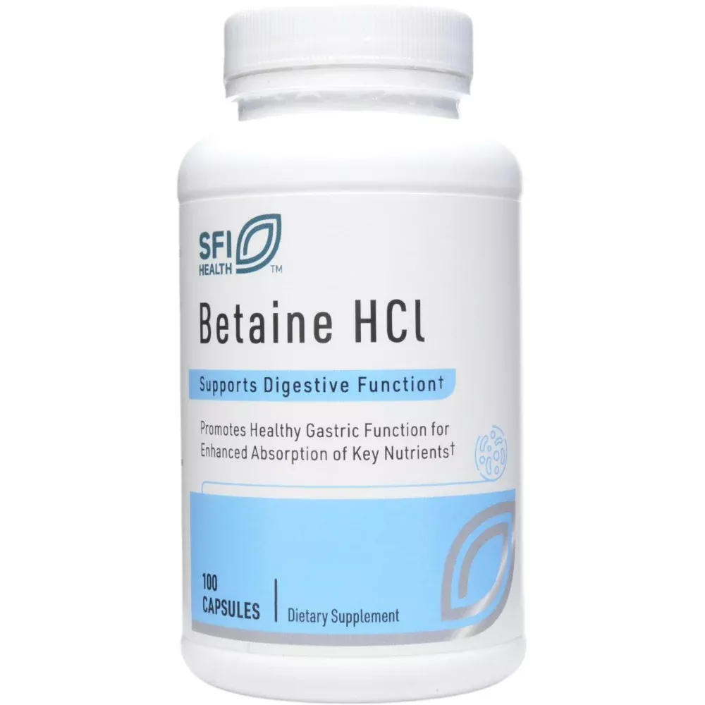 Betaine HCL 648 mg 100 caps By Klaire Labs/SFI Health