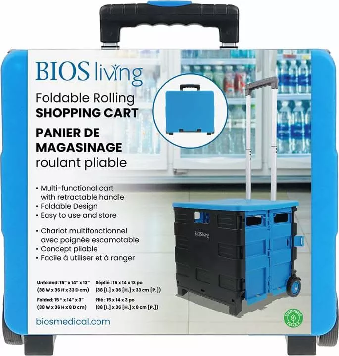 BIOS Medical Foldable Rolling Shopping Cart