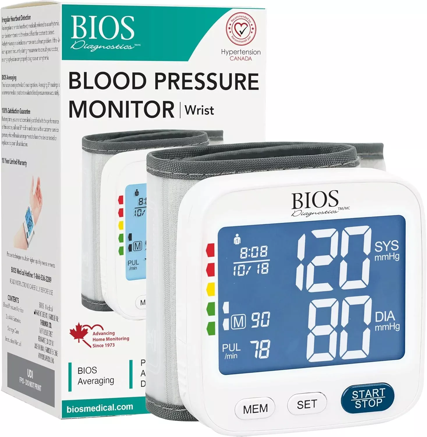BIOS Medical Wrist Blood Pressure Monitor