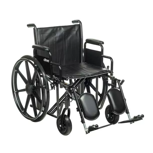 Drive Medical Bariatric Sentra EC Heavy-Duty Wheelchair Elevating Leg Rests 24" Seat