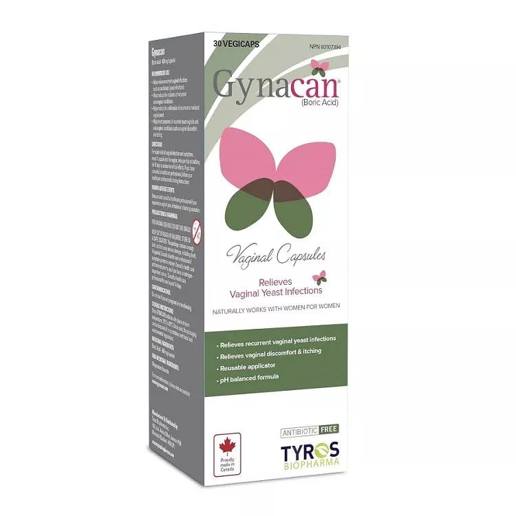 Gynacan Boric Acid Vaginal Capsules - 30 Vegetable Capsules