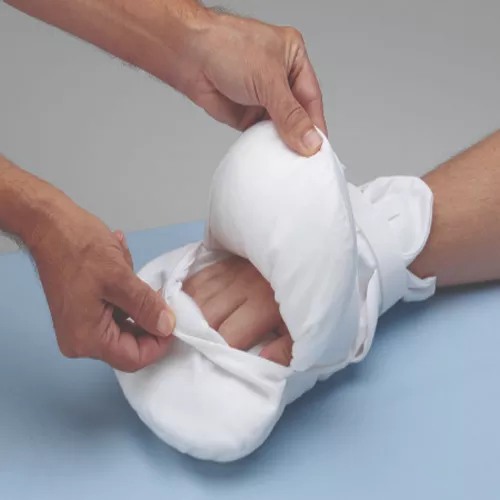 Posey Peek-A-Boo Double Padded Hand Control Mitt with Hook and Loop Closure, White (1 Pair)