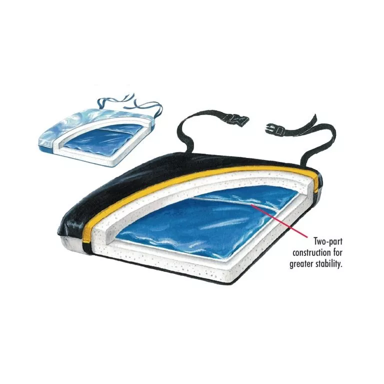 Skil-Care Econo-Gel Vinyl Cushion with Polyester Cover, Black / Gray – 18 W x 16 L x 2 D Inch