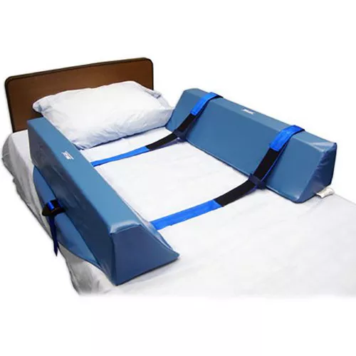 Skil-Care Roll-Control Bed Bolster with Vinyl Cover, Blue – 34 W x 8 D x 7 H Inch