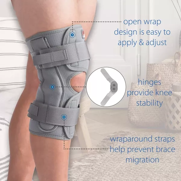 Swede-O Thermal Vent Open Wrap ROM Hinged Knee Brace - BRE-6455-GR-1XL
