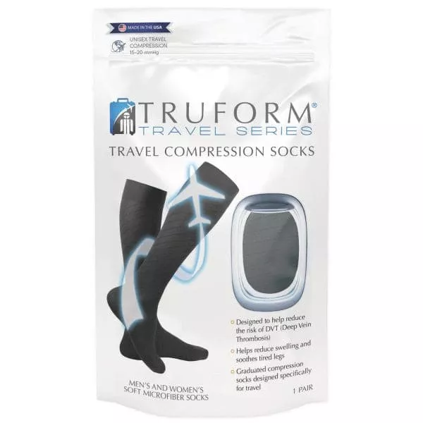 Truform Travel Series Travel Compression Socks 15-20 mmHg 1 Pair