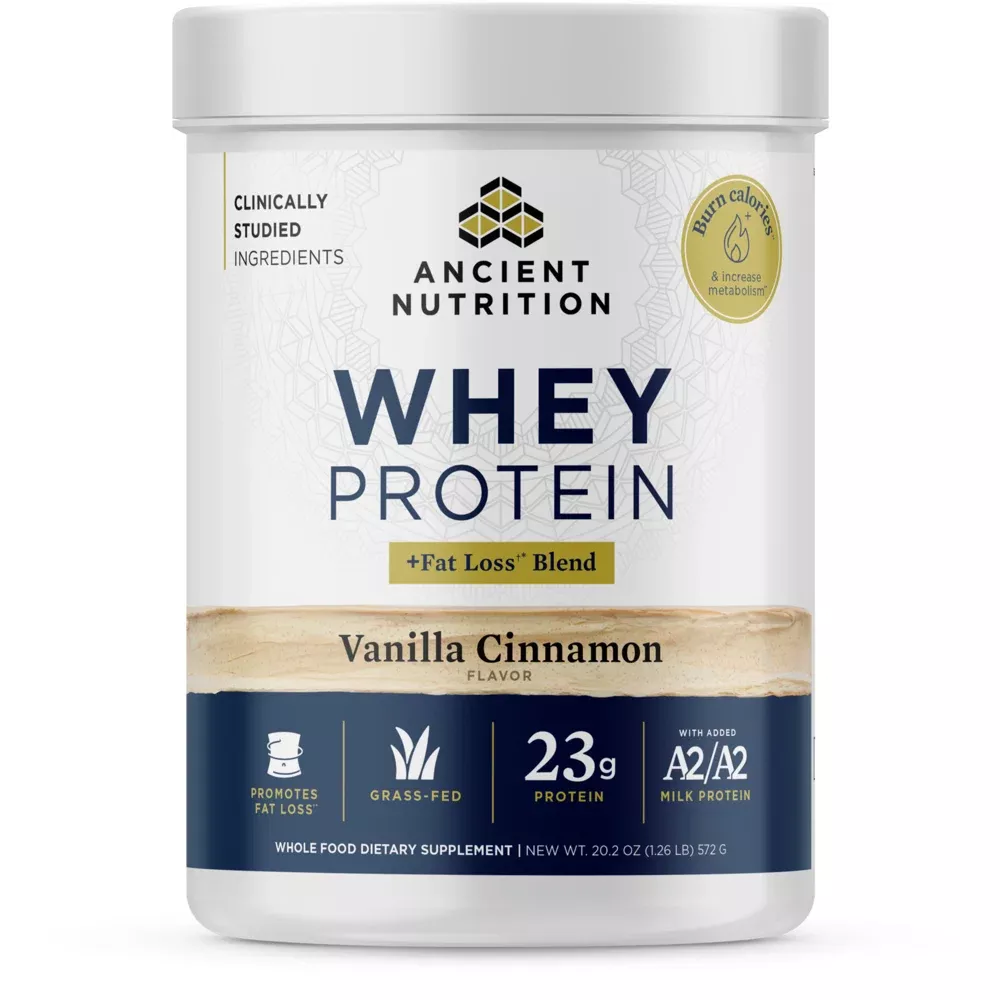 Whey Protein + Fat Loss Blend Vanilla Cinnamon 20.2 oz by Ancient Nutrition