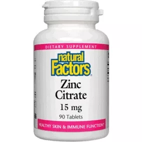 Zinc Citrate 15 mg 90 tabs By Natural Factors